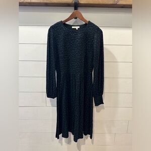 Boden Women’s Black and Teal Polka Dot Dress - size 14 Long